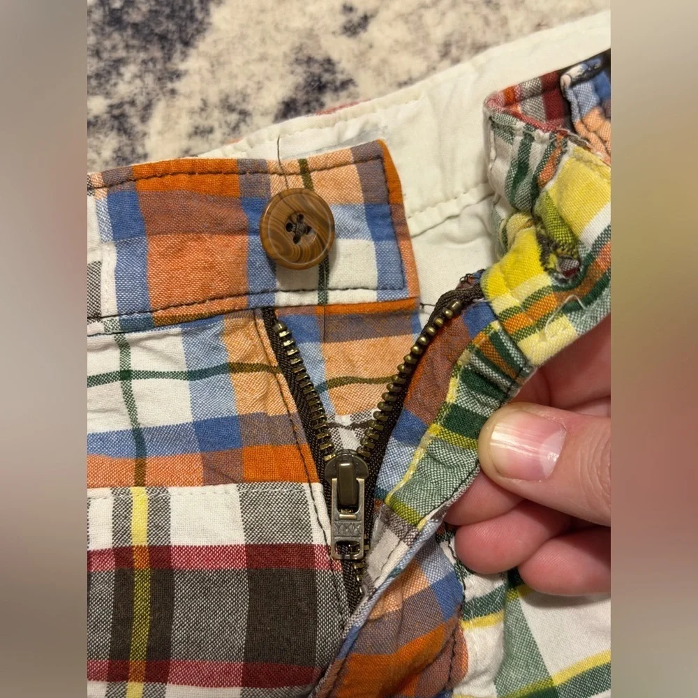 Vintage Old Navy Boys 14 Husky Patchwork Plaid Shorts